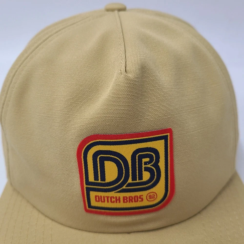 Dutch Bros Hat Snapback Gold Yellow Red Logo Patch Coffee Casual Hipster Men